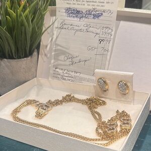 Fifth Avenue Collection Gold and Silver Necklace  Romance Chain &‎ Earrings 90s